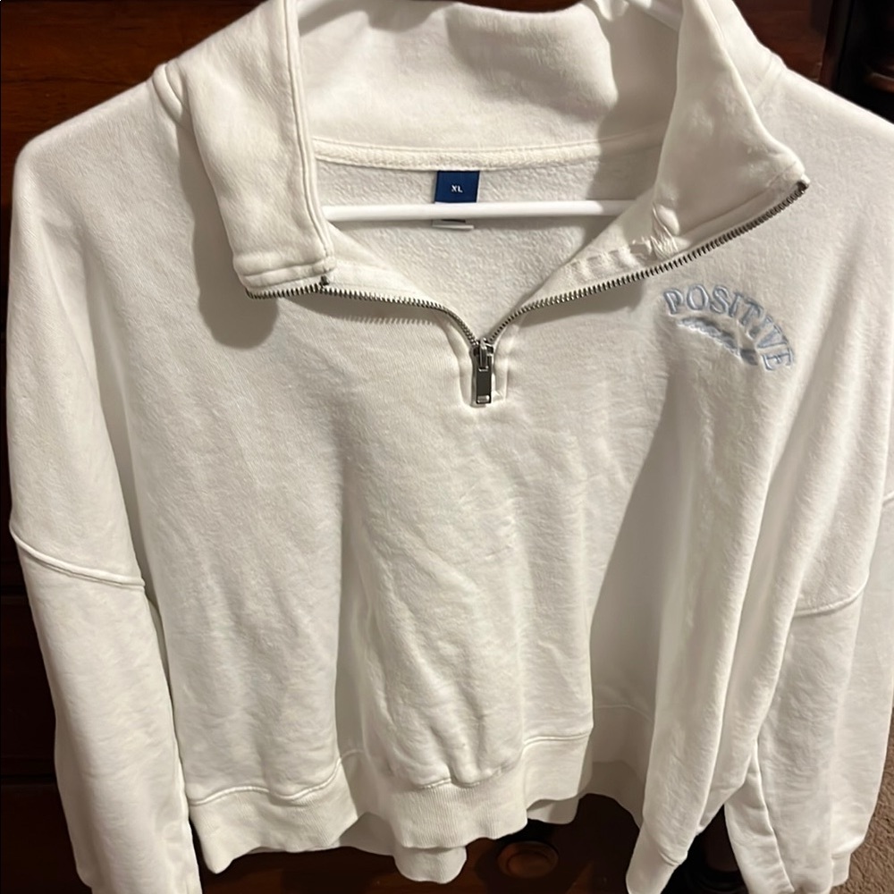 Old navy Cozy Cropped Coastal White Positive Quarter-Zip Sweater XL